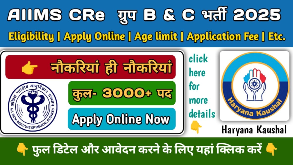 AIIMS CRE Group B & C Recruitment 2025